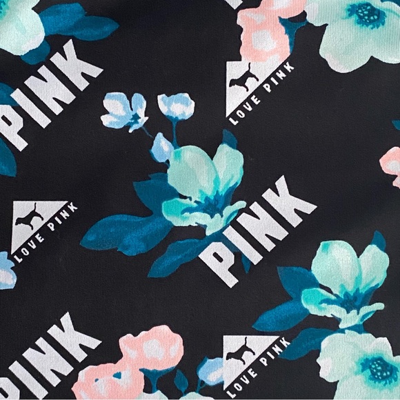 PINK Victoria's Secret Ultimate Asymmetrical Floral Black Crop Top Size XS - Picture 9 of 12
